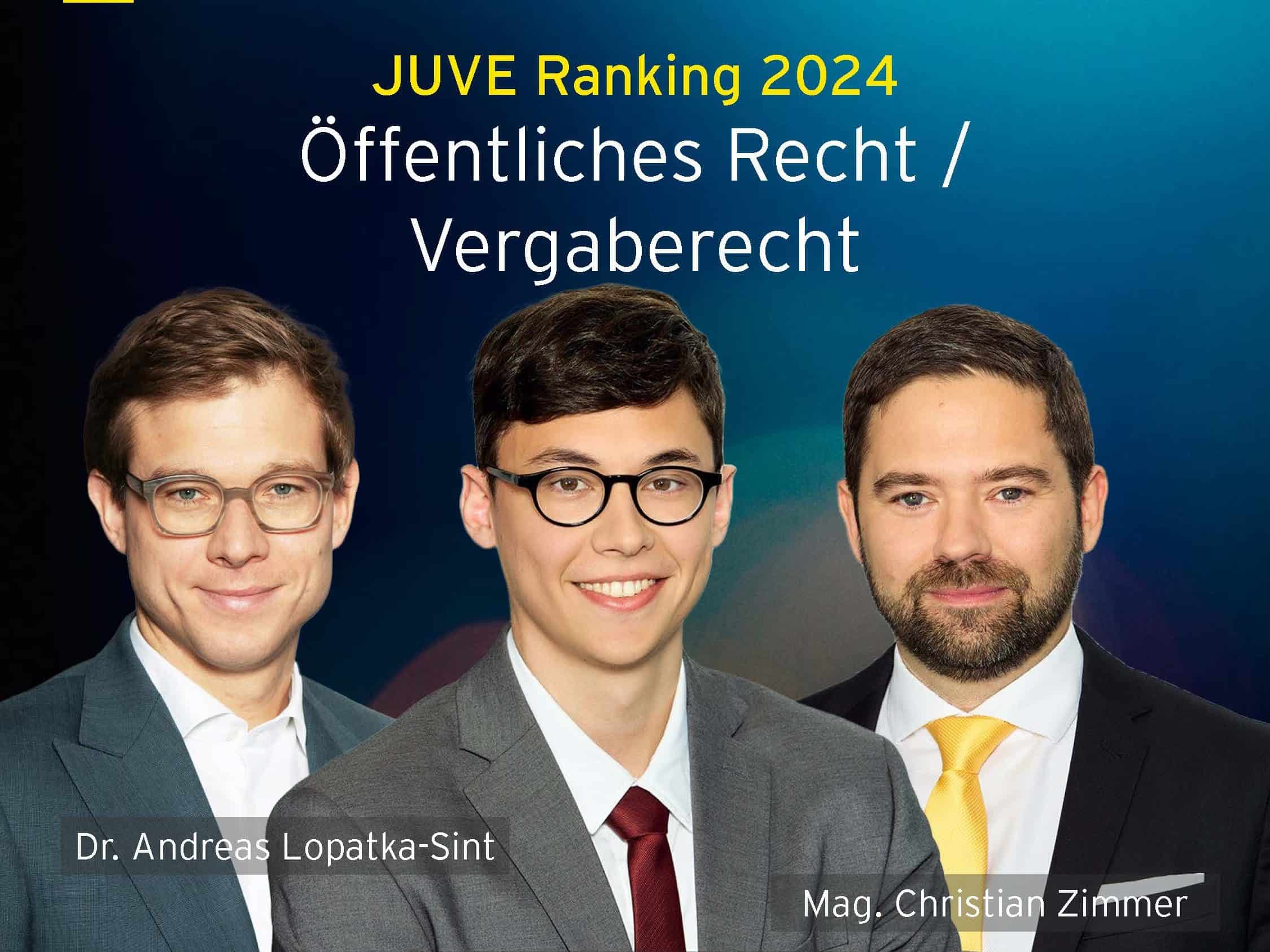 EY Law Österreich Public Law - Öffentliches Wirtschaftsrecht Vergaberecht Rechtsanwalt für Öffentliches Recht und Energierecht Andreas Lopatka-Sint, Rechtsanwalt für Vergaberecht Christian Zimmer, Rechtsanwaltsanwärter Lukas Wandl