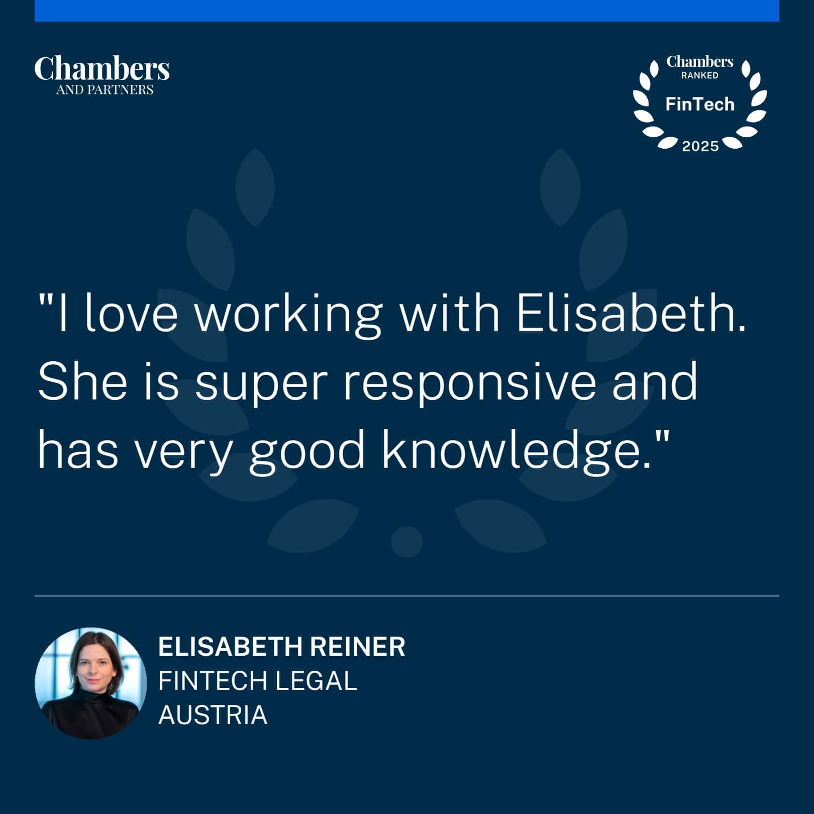 Chambers FinTech Award - EY Law Austria 2025 - Elisabeth Reiner