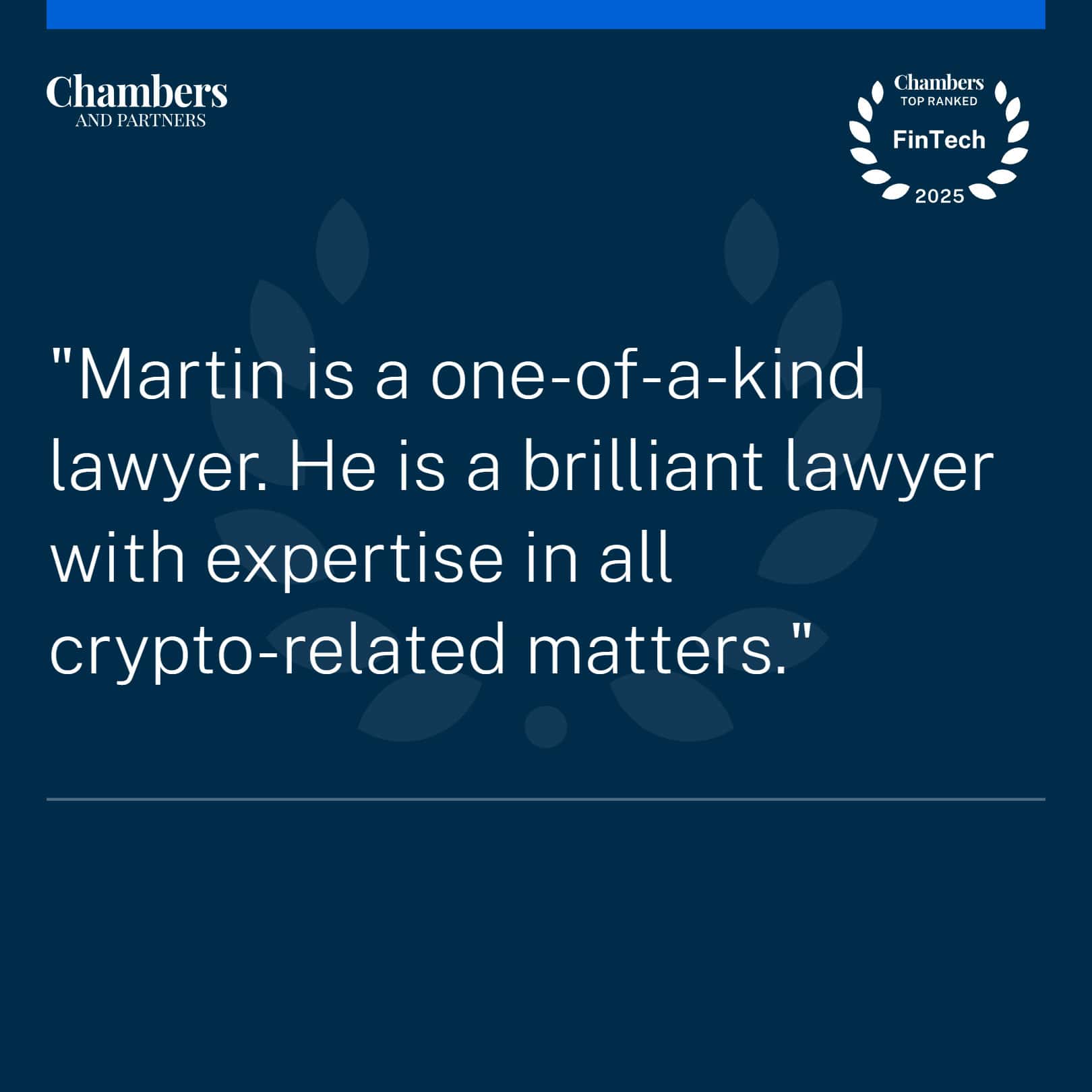 Chambers FinTech Award - EY Law Austria 2025 - Martin Hanzl