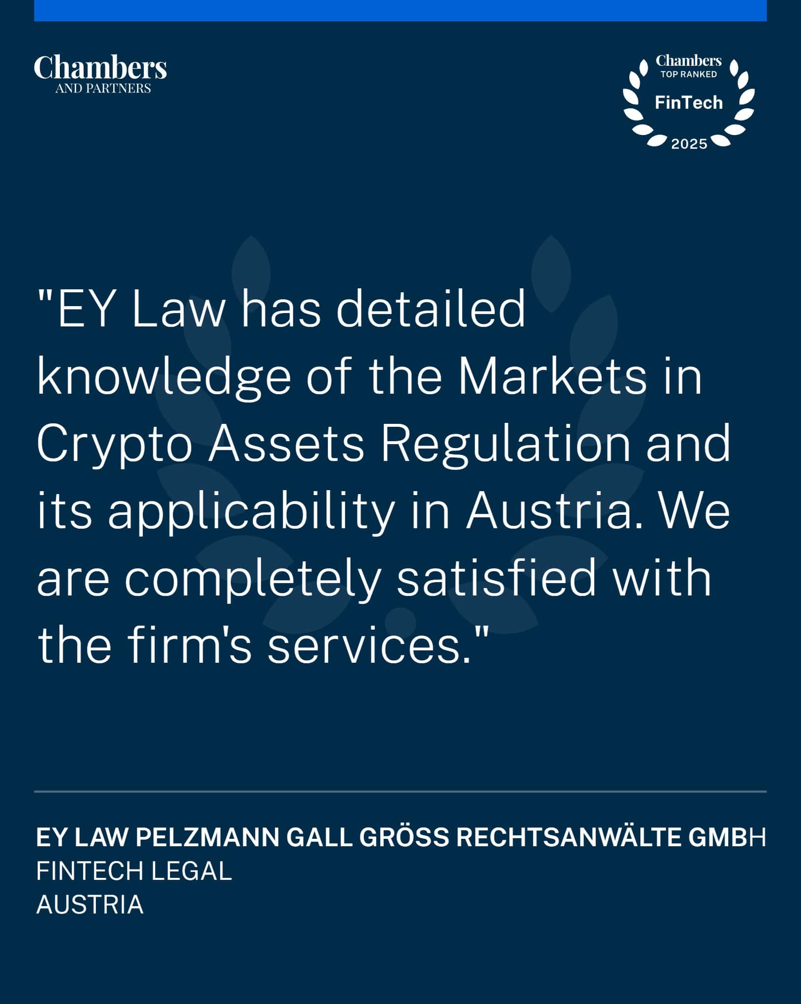 Chambers FinTech Award - EY Law Austria 2025 -